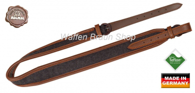 AKAH Gewehrriemen Elchleder & Loden mit Kork-Unterlage 