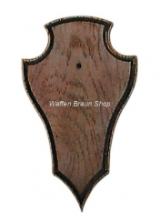 Gehörnbrett für Rehwild, 19X12 cm, spitze Form, ohne Ausfräsung, dunkel 