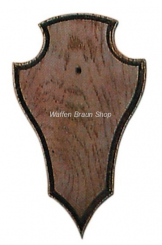 Gehörnbrett für Rehwild, 22X13 cm, spitze Form, mit Ausfräsung, dunkel 