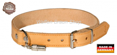 AKAH Halsband genietet aus Fahlleder, 20 mm breit, 37-45 cm verstellbare Länge 