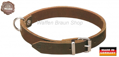 AKAH Halsband genietet aus Sattelleder, 16 mm breit, 27-34 cm verstellbare Länge 