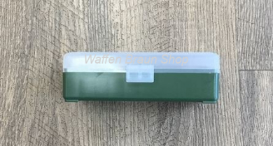 Fritzmann Munitionsbox für 50 Patronen .9mm Grün/Klar aus Kunststoff mit Scharniere 