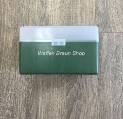 Fritzmann Munitionsbox für 50 Patronen .30-06 . mit Scharniere Grün/Klar 