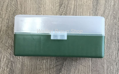 Fritzmann Munitionsbox für 50 Patronen .223 . mit Scharniere Grün/Klar 