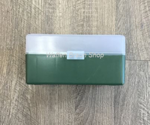 Fritzmann Munitionsbox für 50 Patronen für Kal..243-308 Win. . mit Scharniere Grün/Klar 