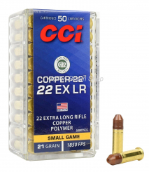 CCI MUNITION .22 EX LR 21GR COPPER-22 COPPER POLYMER HP -bleifrei- 50 Stück 