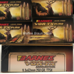 BARNES 31312 VOR-TX EURO	CENTERFIRE RIFLE AMMO 9,3X62MM	250GR TTSX 20 Stück 