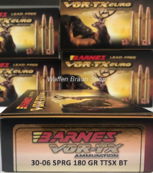 BARNES 31333 VOR-TX EURO RIFLE	AMMO .30-06 SPRG 180GR TTSX	20 Stück 