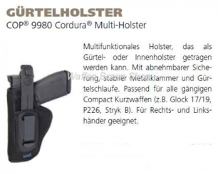 Gürtelholster COP® Cordura® Multi-Holster für alle gängigen Compakt Kurzwaffen 