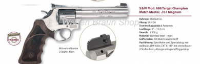 Smith & Wesson  Mod. 686 TC "Match Master", 6", cal. .357 Mag., stainl./matt 