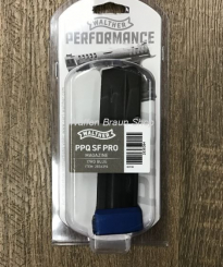 Walther 15+2 Schuss, Alu-Magazinverlängerung blau, AFC Q5, Q4, PPQ, 9 mm x 19 