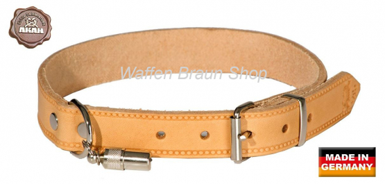 AKAH Halsband genietet aus Fahlleder, 20 mm breit, 37-45 cm verstellbare Länge 