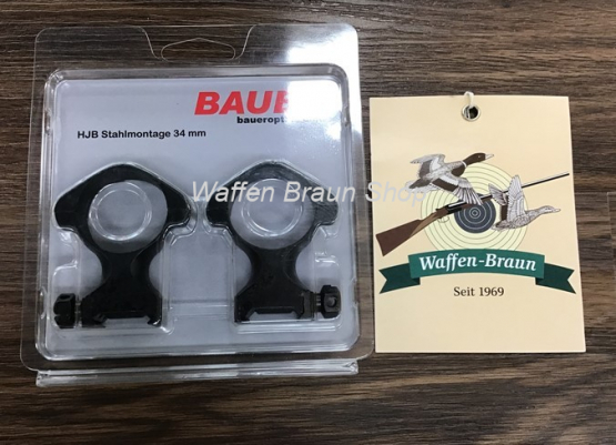 Bauer HJB Stahlmontage 34mm Bauhöhe, Hoch 23mm, für Picatinny-/ Weaverschiene 