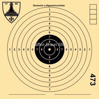 Deutsche Luftgewehr-Schießscheibe für den Kyffhäuserbund 10er Ring, Spiegel-Ø 29 mm, Ø des 10er Ring 