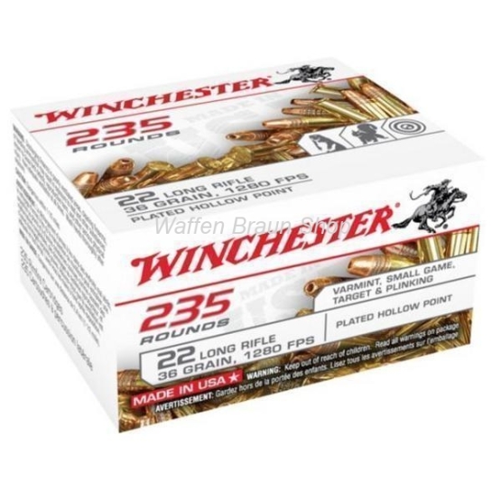 Winchester .22LR,SUPER-X,36gr,LHP COPPER PLATED,235 Stück/ Pack 