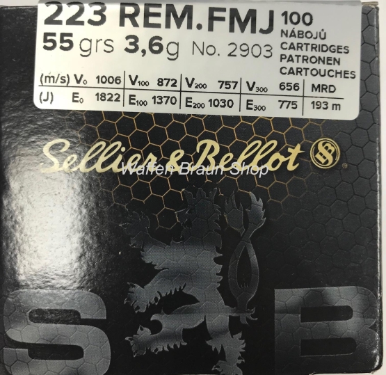 Sellier & Bellot .223 rem FMJ 55 grain 100 Stück (NEU) 