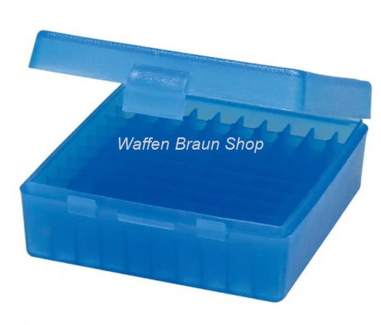 MTM Patronenbox P100-3 Kunststoffbehälter für Patronen. Für Kaliber .32 H&R Mag., .38 S&W, .38 Spec. 