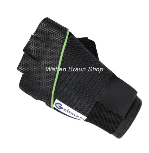 Gehmann Fingerfreier Schießhandschuh für die Linke Hand Gr. S Schwarz/ Grün 