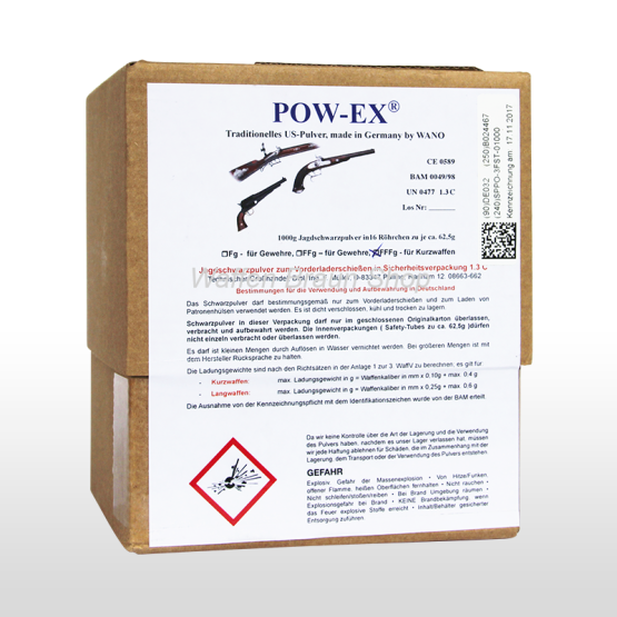 Pow-Ex Safety Tubes FFFg 1000 g. (16x62,5 g )Jagdschwarzpulver 