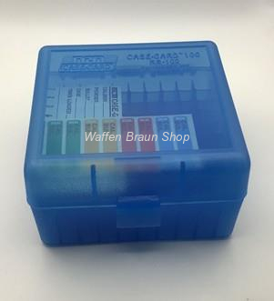 MTM Munitionsbox mit Klappdeckel 100RDS .223/.222/.204/6x47 Transparent Blau 