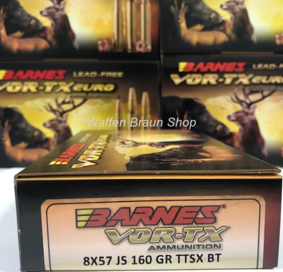 BARNES 31306 VOR-TX EURO	CENTERFIRE RIFLE AMMO .8X57 IS	160GR TTSX 20 Stück 