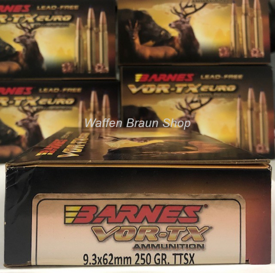 BARNES 31312 VOR-TX EURO	CENTERFIRE RIFLE AMMO 9,3X62MM	250GR TTSX 20 Stück 