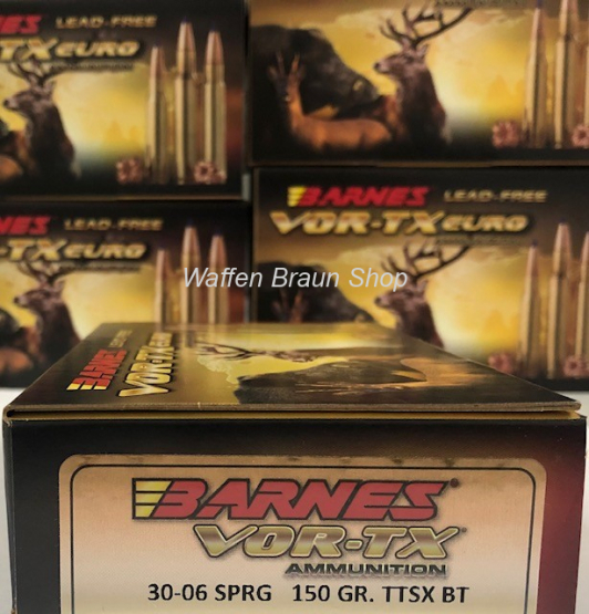 BARNES 31330 VOR-TX EURO	CENTERF.RIFLE AMMO .30-06 SPRG	150GR TTSX 20 Stück 