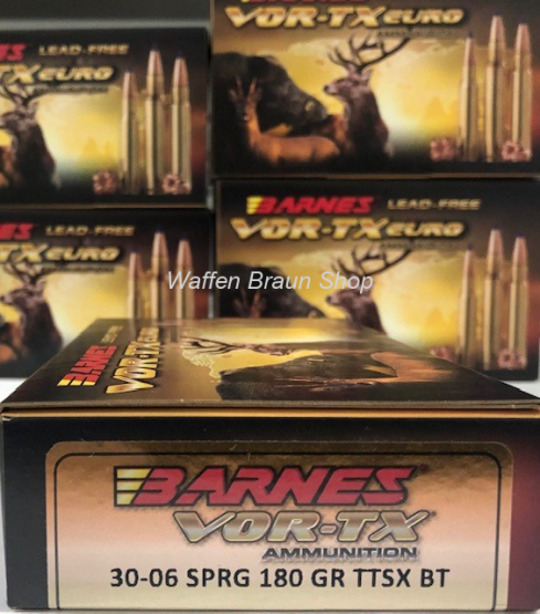 BARNES 31333 VOR-TX EURO RIFLE	AMMO .30-06 SPRG 180GR TTSX	20 Stück 