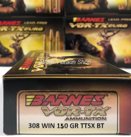 BARNES 31341 VOR-TX EURO RIFLE	AMMO .308 WIN 150GR TTSX	20 Stück 