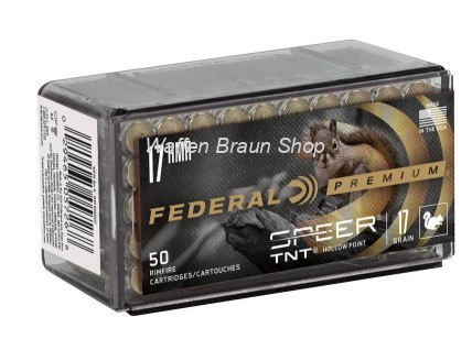 Federal Varmint & Predator Speer TNT, 17 HMR, 17 Grain, Speer TNT Jacketed Hollow Point, 2530 fps 
