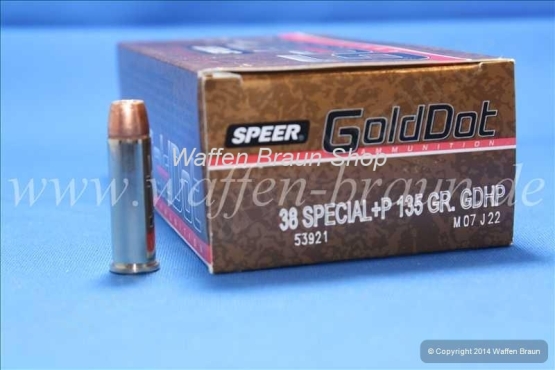 Speer .38 Special +p Gold Dot GDHP 135 grain 50STK #53921 