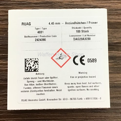 RWS Anzündhütchen für kleinkalibrige Pistolen- und Revolverpatronen, 5,33 mm, 4031 