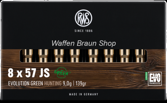 RWS 8x57 JS EVO GREEN 9,0g/139 grain 20 Stück 