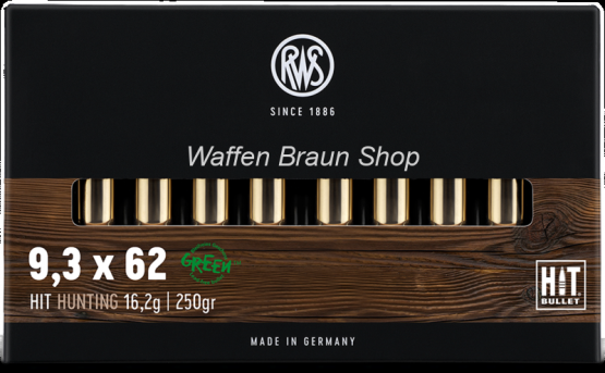 RWS HIT 9,3x62 16,2g/250grain "bleifrei" 20 Stück 