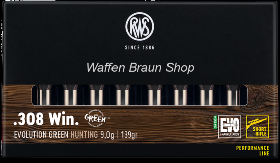 RWS .308 Win  EVO GREEN Short Rifle 9g/136gr 20 Stück 