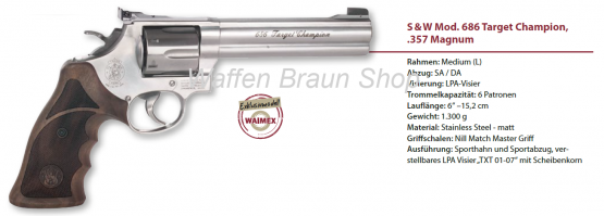 Smith & Wesson Mod 686 Target Champion 357 Mag 