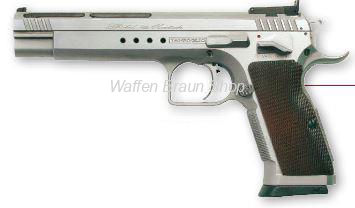 Tanfoglio Pistole Gold Match, cal. .45 ACP, 6"-Schlitten, Finish: hartverchromt, mit WS 9mm Luger 
