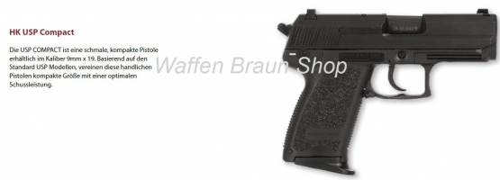 Heckler & Koch USP Compact, cal. 9mm Para, brüniert 
