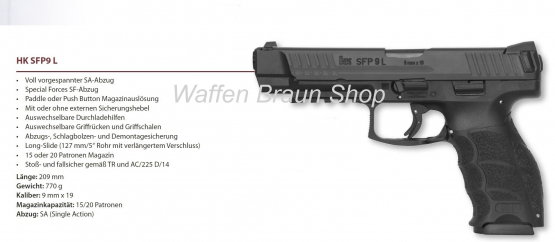 HK Pistole SFP9L-SF Kal. 9mm schwarz 
