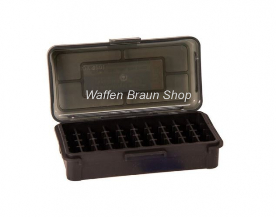 Frankford Arsenal Munitionsbox # 511 mit Scharnier für 50 Patronen .300 Win Mag. , .375 H&H Mag., 6 