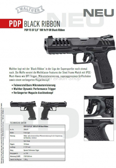Walther PDP FS Black Ribbon 5.0 9mm Luger OR SV 18 Schuß INT Model 2025 