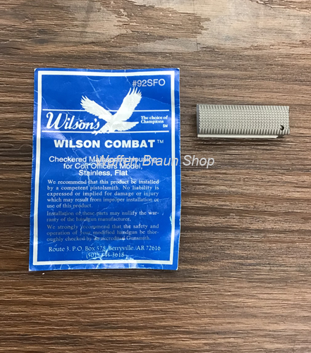 Wilson Combat  Checkered Mainspring Housing for Colt Officers Model, Stainless, Flat #92SFO 