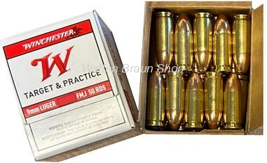 Winchester 9mm Luger Vollmantel 124 grain / 8g 50 Stück Sonderposten !!! 