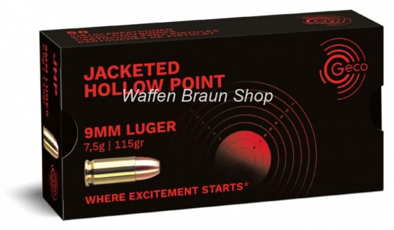 GECO PATR 9MM Luger Hohlspitz 115grs.  50 STK 