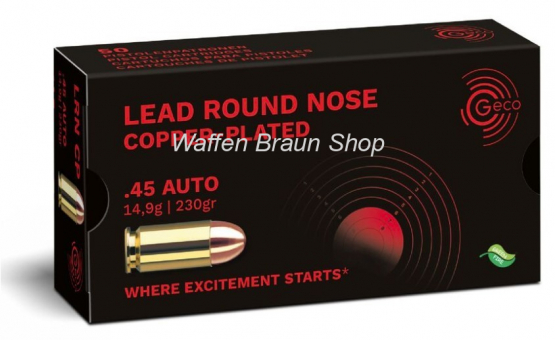 Geco .45 ACP Blei Rundkopf verkupfert SX 14,9g 50 Stück 