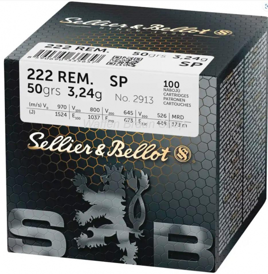Sellier & Bellot .222 Rem. Teilmantel 3,2g/50grs. 100 Stück 