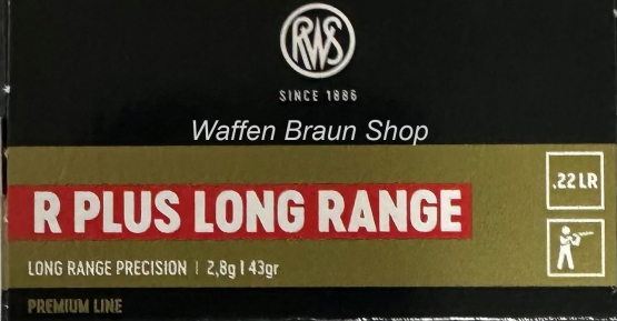 RWS .22 lr R Plus LONG Range 2,8g / 43 grain  50 Stück 