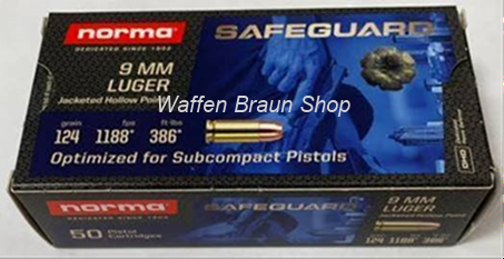 Norma 9MM LUGER  HP SG US 8,0 g (Safeguard) 50 Stück 