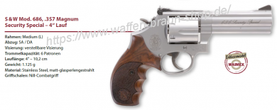 Smith & Wesson Mod 686 Security Special 4 Zoll .357 Magnum stainless matt 